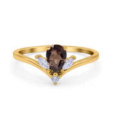 Pear Teardrop Natural Stone Chevron Ring