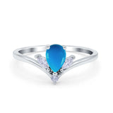 Pear Teardrop Natural Stone Chevron Ring