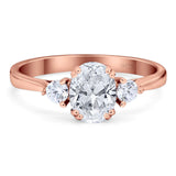 Art Deco Oval Natural Stone Three Stone Ring