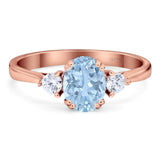Art Deco Oval Natural Stone Three Stone Ring