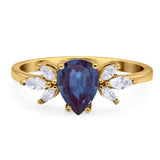 Art Deco Pear Teardrop Natural Stone Ring