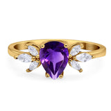 Art Deco Pear Teardrop Natural Stone Ring
