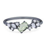 Art Deco Oval Natural Stone Wedding Ring