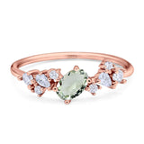Art Deco Oval Natural Stone Wedding Ring