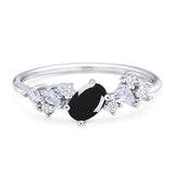 Art Deco Oval Natural Stone Wedding Ring