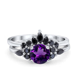 Two Piece Round Natural Stone Chevron Ring