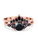 Two Piece Round Natural Stone Chevron Ring