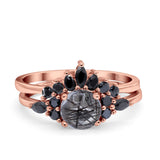 Two Piece Round Natural Stone Chevron Ring