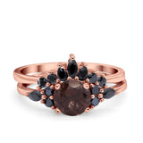 Two Piece Round Natural Stone Chevron Ring
