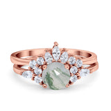 Two Piece Round Natural Stone Ring