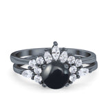 Two Piece Round Natural Stone Ring