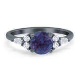 Art Deco Round Natural Stone Wedding Ring