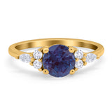 Art Deco Round Natural Stone Wedding Ring