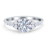 Art Deco Round Natural Stone Wedding Ring