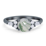 Art Deco Round Natural Stone Wedding Ring