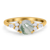 Art Deco Round Natural Stone Wedding Ring