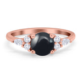 Art Deco Round Natural Stone Wedding Ring