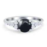 Art Deco Round Natural Stone Wedding Ring