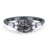 Art Deco Round Natural Stone Wedding Ring