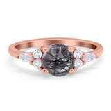 Art Deco Round Natural Stone Wedding Ring