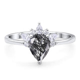 Pear Teardrop Natural Stone Wedding Ring