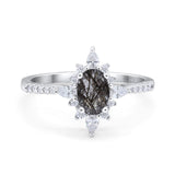 Oval Natural Stone Floral  Ring