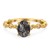Art Deco Oval Natural Stone Solitaire Ring
