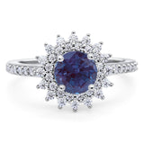 Art Deco Round Natural Stone Floral Ring