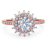 Art Deco Round Natural Stone Floral Ring