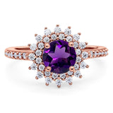 Art Deco Round Natural Stone Floral Ring