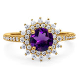 Art Deco Round Natural Stone Floral Ring