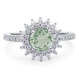 Art Deco Round Natural Stone Floral Ring