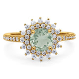 Art Deco Round Natural Stone Floral Ring