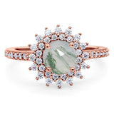 Art Deco Round Natural Stone Floral Ring