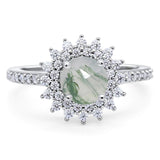 Art Deco Round Natural Stone Floral Ring