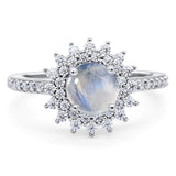 Art Deco Round Natural Stone Floral Ring