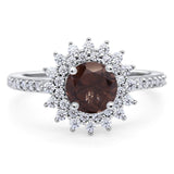 Art Deco Round Natural Stone Floral Ring