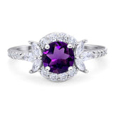 Vintage Style Round Natural Stone Flower Ring