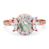 Vintage Style Round Natural Stone Flower Ring