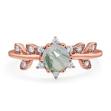 Art Deco Round Natural Stone Floral Ring