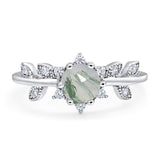 Art Deco Round Natural Stone Floral Ring