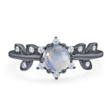 Art Deco Round Natural Stone Floral Ring