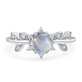 Art Deco Round Natural Stone Floral Ring