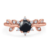 Art Deco Round Natural Stone Floral Ring