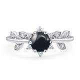 Art Deco Round Natural Stone Floral Ring