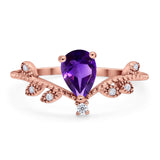 Floral Pear Teardrop Natural Stone Chevron Ring