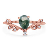 Floral Pear Teardrop Natural Stone Chevron Ring
