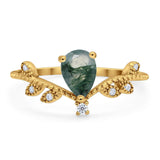 Floral Pear Teardrop Natural Stone Chevron Ring