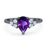Pear Teardrop Natural Stone Wedding Ring