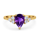 Pear Teardrop Natural Stone Wedding Ring
